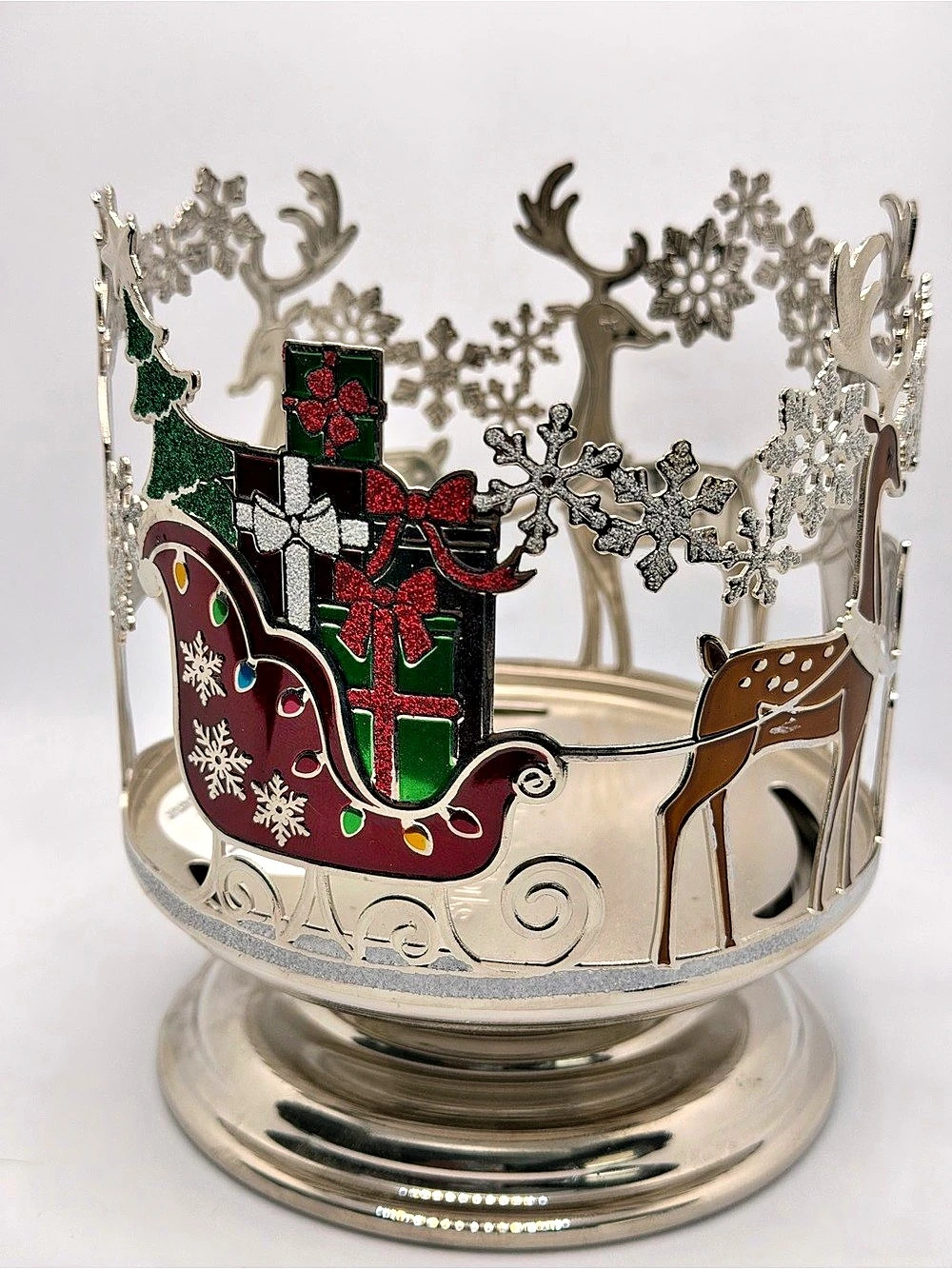 Bath & Body Works Santa Sleigh & Reindeer 3-Wick Candle Holder